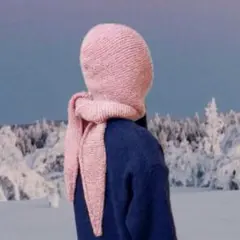 手編み|ソフィーフードマフラー　ピンク