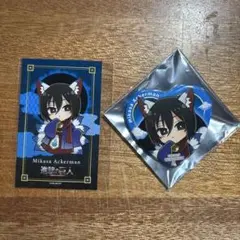 進撃の巨人 プリンセスカフェ ミカサ ハロウィン ハート缶バッジ カード