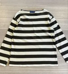 セントジェームス ウェッソン 太ボーダー T5 カーキ×ホワイト　長袖 ロンT