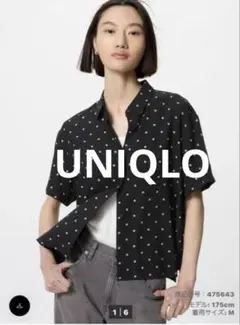 ❤️UNIQLO♡レーヨンブラウスドットプリントブラック L