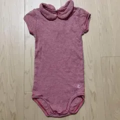 プチバトー　半袖ボディスーツ　ボーダー　18m/81cm 女の子