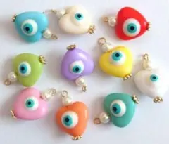 ハンドメイド　コネクターチャーム　樹脂ビーズ　ナザールボンジュウ　10個