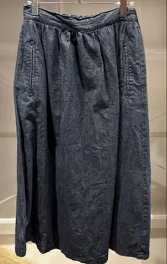 サマンサモスモス　麻混デニムロングスカート