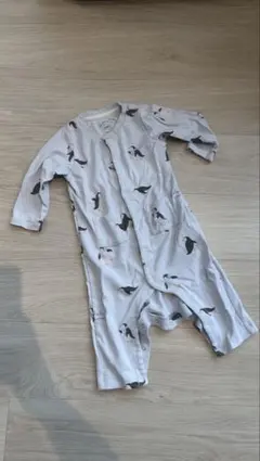 【ジェラートピケ】ペンギン柄 グレー コットン ベビーパジャマ