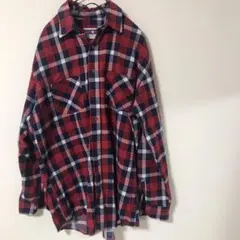 ★古着 アメリカンエディション 長袖シャツ チェック柄 レッド
