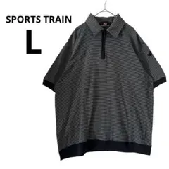 スポーツトレイン Y2Kハーフジップ ポロシャツ ボーダー L 半袖 黒