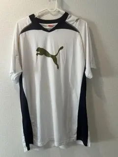 Puma 半袖シャツ Lサイズ ホワイト/ネイビー　サッカーシャツ