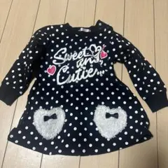 ネイビー ドット柄 ワンピース 90センチ