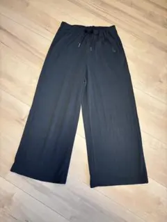 GU リブプルオンワイドフレアパンツ 130 黒　送料込