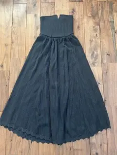 ココディール　ワンピース　カーキフレアスカート インナー付き