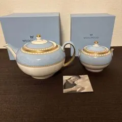 ウェッジウッド　ユーランダー　ペールブルー　ティーポット　シュガーポット　新品