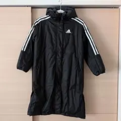 adidas ベンチコート ブラック130 黒 アディダス　ロングコート　中綿