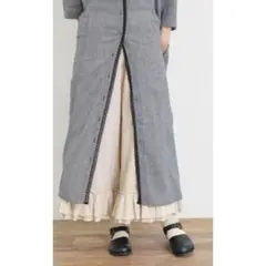 サマンサモスモス　裾2段フリルギャザーパンツ　キナリ