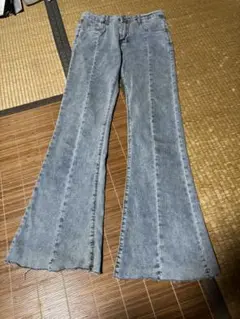 フレアパンツ フリンジデニム M