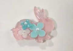 レジン ヘアゴム ブローチ ハートフリル猫ちゃん付き グリーン◡̈
