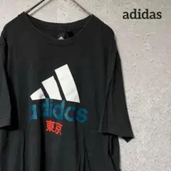 adidas アディダス Tシャツ 半袖 ビッグロゴ 東京 綿 プリント XL