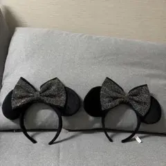 リボン付きミッキー耳カチューシャ2個セット