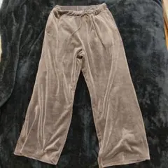 コーデュロイ ワイドパンツ裏起毛　ブラウン　Mサイズ　ウエストゴム