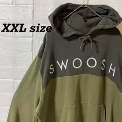 NIKE ナイキ　刺繍ロゴパーカー　カーキ×モスグリーン　オーバーサイズ