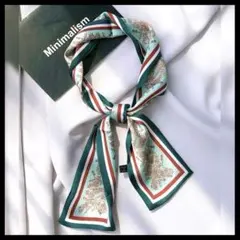 花ペイズリープリント サテン スカーフ バッグ リボン ヘアバンド カチューシャ