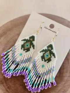 No.278 　亀柄フリンジデリカビーズピアス