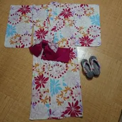 浴衣セット　花柄　アイボリー系　140cm