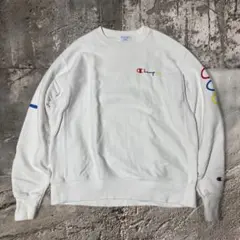 【希少デザイン】チャンピオンリバースウィーブスウェットマルチカラーロゴ古着