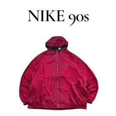 【希少】90s NIKE 背面ビッグロゴ 刺繍 ナイロンジャケット XL 赤