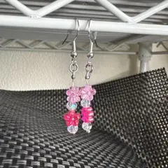 ハンドメイド 花の形 フックピアス