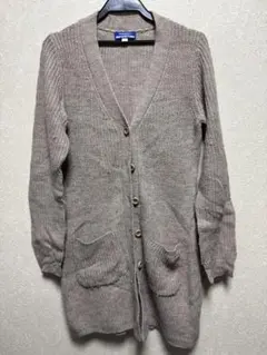 バーバリー★ブルーレーベル　ウエストリボン付きベージュロングカーディガン