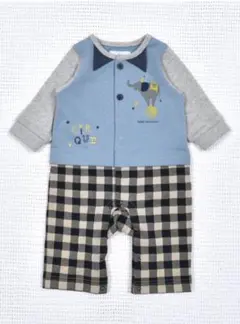 bebe 裏毛チェックジャガードサーカスカバーオール　80