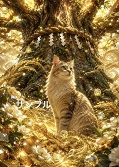 【一作限り】御神木に守られる長毛キジトラ猫 B775｜開運 猫アート 一作限り】御神木に守られる長毛キジトラ猫 B775｜開運 猫アート