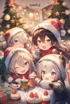 3083ちびキャラサンタのクリスマス会ステッカー