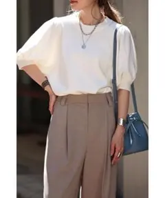 ☆新品☆ ボンジュールサガン 接触冷感パフスリーブニットトップス