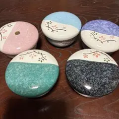 平成レトロ波佐見白山陶器蓋つき煮物椀 5客セット 桜模様のサムネイル