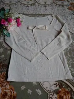 anySiSニット　セーター　ホワイト　リボン