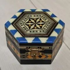 陶箱 石畳文 青郊窯 九谷焼 彩 色絵 陶箱 石畳文 珍味入れ 小物入れ