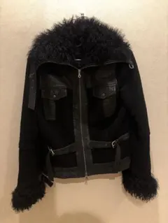 ⭐︎y2k⭐︎ fur leather jacket/opium