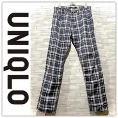 UNIQLO ユニクロ ブルー チェック柄 パンツ Sサイズのサムネイル