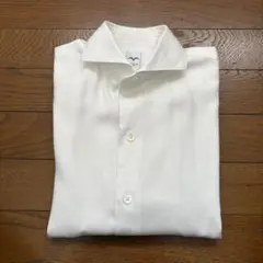美品 イタルスタイル ホワイト ドレスシャツ 長袖 ワイシャツ コットン ツイル