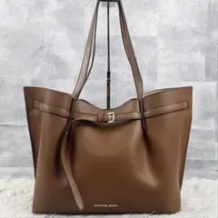 A4可 美品 マイケルコース レザー トートバッグ エミリア ベルト ブラウン