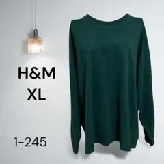 H&M 【XL 】ダークグリーン 長袖　カットソー　ロンT