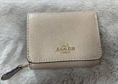 COACH ベージュ ボルドー 三つ折り財布