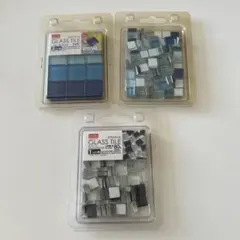 DAISO ガラスタイル 3点セット モノトーン ブルー系