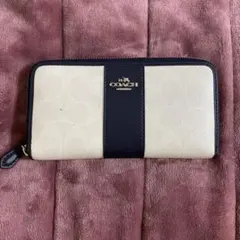 コーチ COACH ファスナー付長財布 F54630 チョーク×ミッドナイト