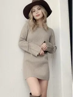 GYDA 袖レースアップニットワンピのサムネイル