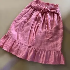 Spick and Span コーラルピンク フレアスカート リボン付き　麻のサムネイル
