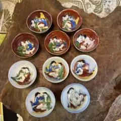 九谷焼，春画　浮世絵　お猪口 10点まとめ