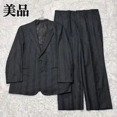 好配色✨美品✨ビンテージスーツ セットアップ ストライプ ネイビー 日本製