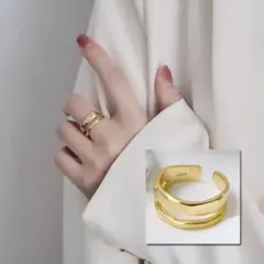 【高品質】s925 ゴールドラインリング　オープン